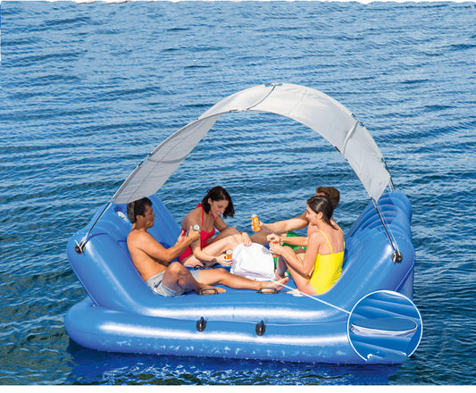 Floating Rows for Adult Family Drifting on the Sea Sunshade Boat Floating Bed