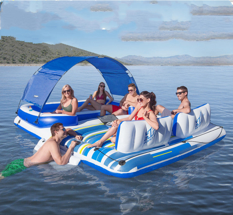 Floating Rows for Adult Family Drifting on the Sea Sunshade Boat Floating Bed